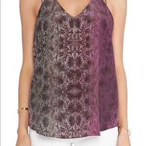 Rory Beca Purple Snake Print Silk Tank Top XS